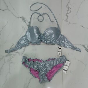 Metallic Silver bikini set